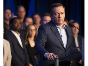 Jason Kenney speaks to the media at the conclusion of the election readiness convention on Sunday, Feb. 17, 2019, in Edmonton.