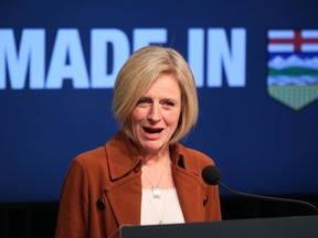 Alberta Premier Rachel Notley responds to recommendations by the National Energy Board to proceed with the Trans Mountain pipeline, at a media availability in Calgary on Friday, Feb. 22, 2019.