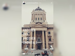A photo of a snowy day in Winnipeg, posted on Manitoba Premier Brian Pallister's Instagram account, is shown in this recent handout photo.