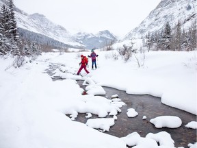 Snowshoeing in the Drywood Valley in Castle Provincial Park Credit: Andrew Penner