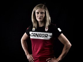 Georgia Simmerling poses during Team Canada's olympic Summit at the Telus Convention Centre in Calgary on June 4, 2017.