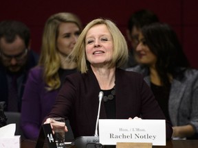 Premier Rachel Notley speaks to the Senate Committee on Energy, the Environment and Natural Resources on Bill C-69 in Ottawa on Thursday, Feb. 28, 2019.