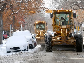 A snow ban remains in place as crews clear Calgary streets.