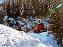 Wreckage from a CP Rail train, including a locomotive, east of Field, BC, on Monday, February 4, 2019. Three employees were killed in the derailment.