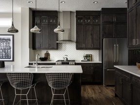 The kitchen in the STARS Lottery Calgary grand prize home, by Trico Homes, in Cranston's Riverstone.