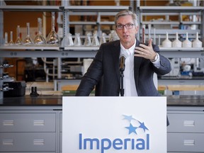 Imperial CEO Rich Kruger speaks during a tour of Imperial's oil sands research centre in Calgary, Alta., Tuesday, Aug. 28, 2018.