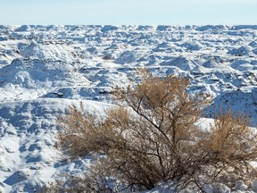 Dinosaur Provincial Park covered in snow near Patricia, Ab., on Wednesday February 27, 2019. Mike Drew/Postmedia