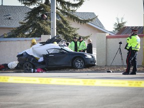 Calgary police investigate after a fatal crash Tuesday morning in the city's northwest, near the intersection of 14 Street and Macewan Drive.