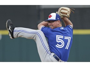 Toronto Blue Jays' Trent Thornton pitches against the Detroit Tigers in the fifth inning of a spring baseball exhibition game, Tuesday, March 5, 2019, in Lakeland, Fla. The Toronto Blue Jays have named right-hander Trent Thornton to their starting rotation, giving the 25-year-old a chance to make his MLB debut while the team awaits the return of injured left-hander Ryan Borucki.