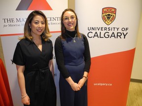 Hotchkiss Brain Institute’s Charlie Kwok (left) and Sydney Sparanese, fourth-year Chancellor’s Scholar from Victoria, B.C.