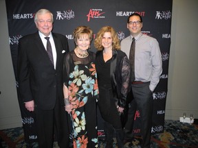 Pictured, from left, at the Youth Singers of Calgary hosted Hearts Out Fundraising Gala at Hotel Arts are Longview Systems executive vice-president Don McLean and his wife, Shirley Penner — founder and CEO of Youth Singers of Calgary; JB Music Therapy CEO Jennifer Buchanan; and James Milne, CTI (Chief Technology Officer), Meticulon.