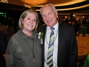 All smiles at Boyden's annual Guinness and Green St. Patrick celebration are Calgary Prostate Cancer Centre executive director Pam Heard and Boyden partner Brent Shervey. The event was not only lots of fun, but philanthropic as well, with $70,000 being raised for Ronald McDonald House.