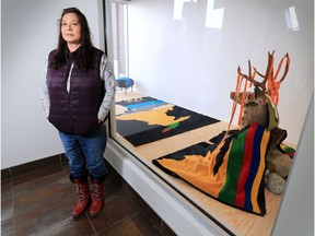 Glenna Cardinal was photographed on Wednesday, March 6, 2019 with her installation, Mourning Home on display in the street level space at the Esker Foundation in Calgary. Gavin Young/Postmedia