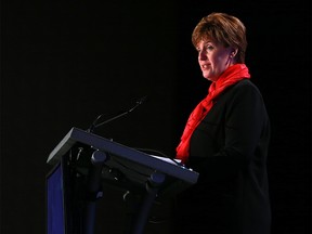 Federal Agriculture Minister Marie-Claude Bibeau speaks at the Advancing Women in Agriculture Conference in Calgary on Tuesday March 12, 2019.  Gavin Young/Postmedia