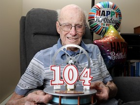 On Sunday afternoon, March 3rd Clarence Hollingworth celebrated his 104th birthday at the Millrise Seniors Village in Calgary on Thursday March 7, 2019. Darren Makowichuk/Postmedia