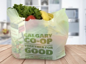 Co-op is also introducing a new 100 per cent compostable shopping bag that members can use in the store and then again at home in kitchen compost pails and green bins.