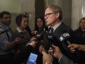 NDP Education Minister David Eggen spoke to reporters about Bill 24, an Act to Support Gay-Straight Alliances, in November 2017.