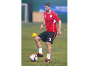 Cavarly FC defender Jay Wheeldon works in drills in Calgary during day one of the Canadian Premier League team's inaugural training camp on Monday, March 4, 2019. Jim Wells/Postmedia