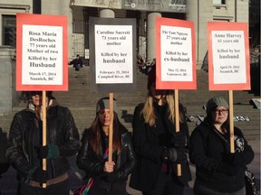 Members of Vancouver Rape Relief and Women¹s Shelter pictured at a 2014 rally to call attention to domestic homicides.