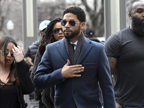 Actor Jussie Smollett arriving at the Leighton Criminal Court Building for his hearing in Chicago March 14, 2019.