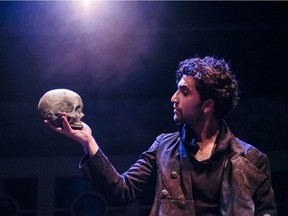 Ahad Raza Mir in Hamlet, a joint production of Vertigo Theatre, The Shakespeare Company and Hit & Myth Productions.   Tim Nguyen Citrus Photography