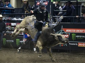 Bull-rider Jared Parsonage will be competing at Friday and Saturday's PBR Monster Energy Tour Calgary Classic.
File photo by Liam Richards/Special to Postmedia.