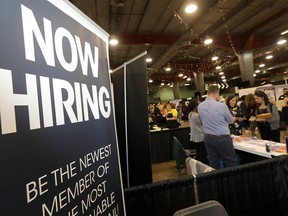 Thousands came out during the 21st Annual Youth Hiring Fair at the Big Four building in Calgary on Wednesday, March 20, 2019. Darren Makowichuk/Postmedia
