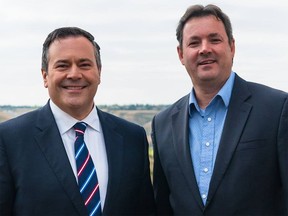 Randy Kerr, right, and UCP Leader Jason Kenney.