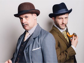 Curt McKinstry and Braden Griffiths will reprise their roles as Mr. Watson and Holmes in Vertigo Theatre's Sherlock and the Raven's Curse. Photo by diane+mike"