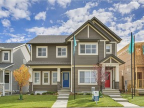 The exterior of the Sierra duplex show home by WestCreek Homes in Cornerbrook.