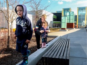 Kathleen Chamberlain and her two children Chael Marsman, 4, and Hanna Marsman, 2, are excited to be moving into their new home at Reach Martindale across from the YMCA and the Genesis building in Calgary.