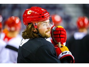 Calgary Flames' defenceman Rasmus Andersson during practice at the Scotiabank Saddledome. Photo by Al Charest/Postmedia.