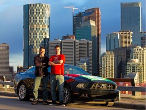 Stephan Prando, right, and co-driver Marcelo Gomes are driving Prado's Ford Mustang to Brazil.