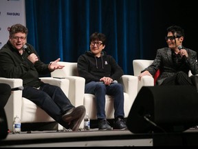 Actors from left; Sean Astin, Ke Huy Quan and Corey Feldman took part in a Goonies session at the Calgary Expo on Sunday April 28, 2019.  Gavin Young/Postmedia