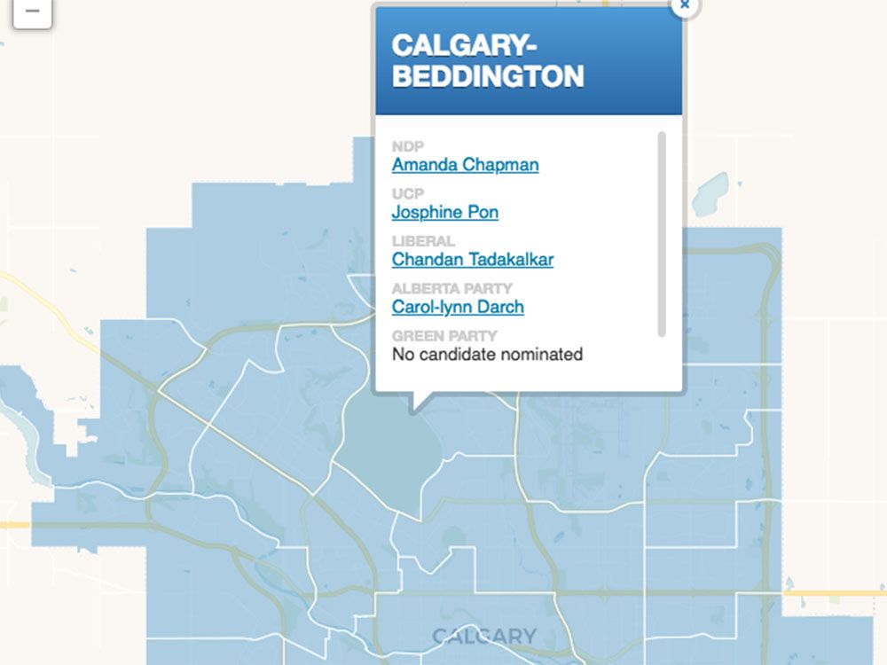 Alberta Election 2019 Candidates running in CalgaryBeddington