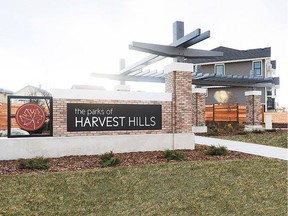 The entrance feature at the Parks of Harvest Hills.