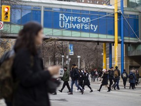 A new study suggests female representation is low in Canadian children's television, both onscreen and off. A general view of the Ryerson University campus in Toronto, is seen on Thursday, January 17, 2019. The findings from a research lab led by Ryerson University's Faculty Of Communication & Design and UCLA compared data with the results of a 2007 study on children's TV.