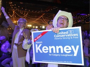 Supporters cheer as preliminary results are announced at the United Conservative Party 2019 election night headquarters in Calgary, Ab onTuesday, April 16, 2019. Jim Wells/Postmedia