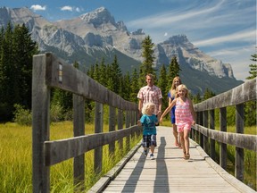 The boardwalk in Canmore is a great place to take a stroll with the family. Courtesy, Canmore Tourism