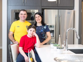 Florin and Raluca Dia with their son Raul, 9, bought their second home in Ravenswood, building again with NuVista Homes.