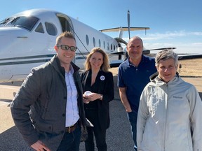 Victoria Mayor Lisa Helps (right) prepares for tour of in-situ facility near Cold Lake, along with Calgary city Coun. Jeff Davison (left) on Friday, April 26, 2019. Photo courtesy Canada Action/Postmedia Calgary