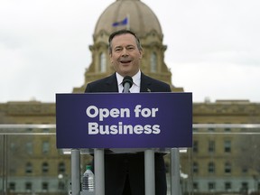 Alberta Premier-Designate Jason Kenney speaks at a news conference outside the Alberta Legislature building in Edmonton on Wednesday April 17, 2019, the day after his United Conservative Party was elected to govern the province.