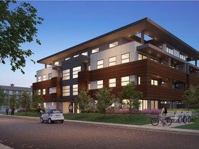 An artist's rendering of the exterior of Mantra Marda Loop, by Castera Properties and Groupe Denux.