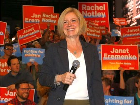 NDP Leader Rachel Notley attends a rally in Calgary on Monday, April 8, 2019.