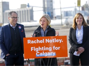 Alberta NDP Leader Rachel Notley with Joe Ceci and Calgary Southeast candidate, Heather Eddy, spoke to Calgarians about why UCP Leader Jason Kenney's plan to cancel Alberta's oil-by-rail deal is bad for the city, province and Calgarians on Monday, April 1, 2019. Darren Makowichuk/Postmedia