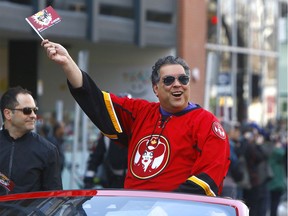 Mayor Naheed Nenshi takes part in the annual Parade of Wonders that kicks off the 2019 Calgary Comic Expo Friday, April 26, 2019.