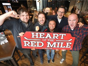 Flames fans are excited about their home team the Calgary Flames and the Red Mile starting up at Trolley 5 Restaurant and Brewery in Calgary on Monday, April 1, 2019. Darren Makowichuk/Postmedia