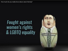 A Youtube ad by political action committee Project Alberta aims to highlight controversies surrounding UCP leader Jason Kenney. (Screenshot)