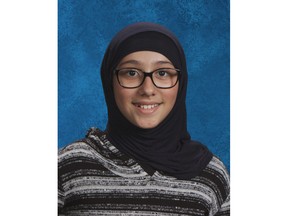 Calgary police have released this photo of 12-year-old Zahraa Al Aazawi in connection with an investigation of an alleged parental abduction.