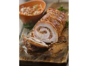 Bacon, Garlic and Herb-stuffed Pork Loin for ATCO Blue Flame Kitchen for June 5, 2019; image supplied by ATCO Blue Flame Kitchen